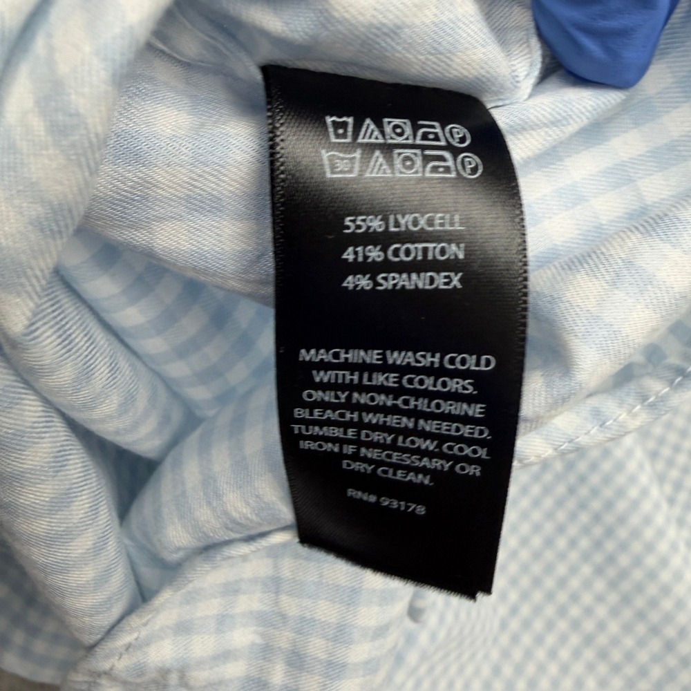 Porter + Ash Shirt Men XL Blue Gingham Checkered Button Down Long Sleeve Stretch - Picture 6 of 9
